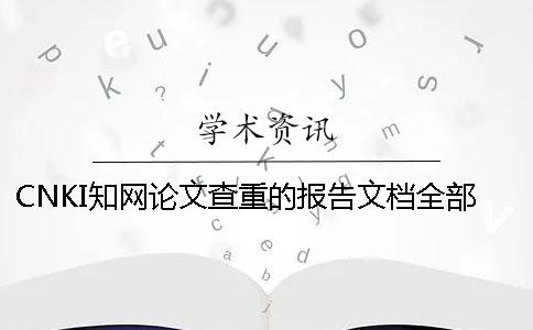 CNKI知网论文查重的报告文档全部有几份？