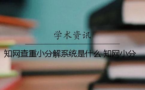 知网查重小分解系统是什么？ 知网小分解查重多久出结果
